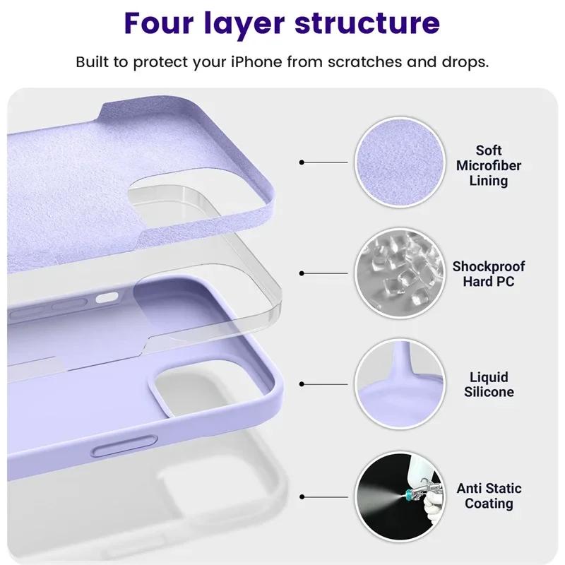 Liquid Silicone Cover For iPhone 13 12 11 Pro Max Mini X Xs Max XR 7 8 Plus SE Original Logo Box Cases [Stocktake Sales] - náhled 4
