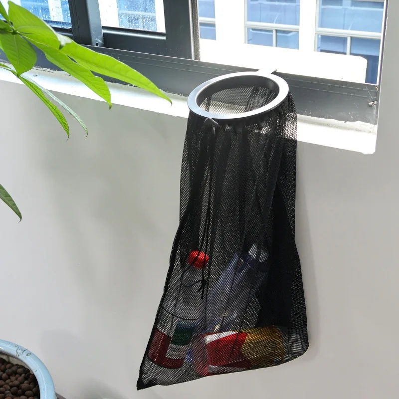 Outdoor Cooler Trash Can Accessory Reusable Drawstring Mesh Recycling Bag With Hanging Hook Breathable Cans Net Storage Pouch