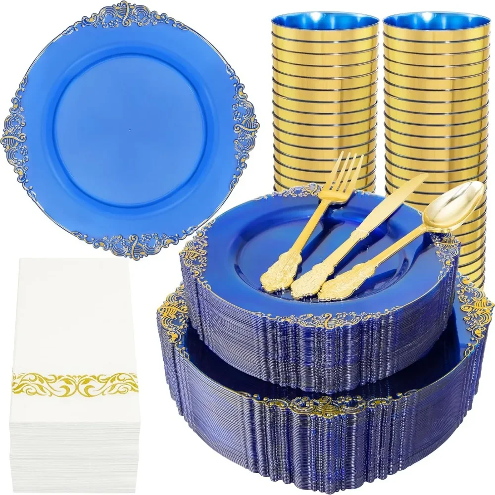 

Blue Plastic Cutlery Set, Capacity for 50 Guests for Wedding & Party