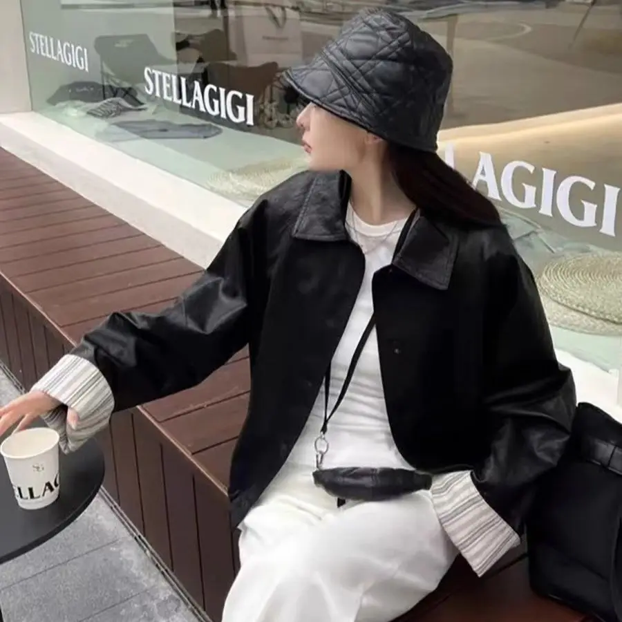 

Ветровка, куртки для женщин, осенняя женская одежда Y2K, отложной воротник, пуговицы, передний карман, чистый стиль, простые Ins с длинными рукавами