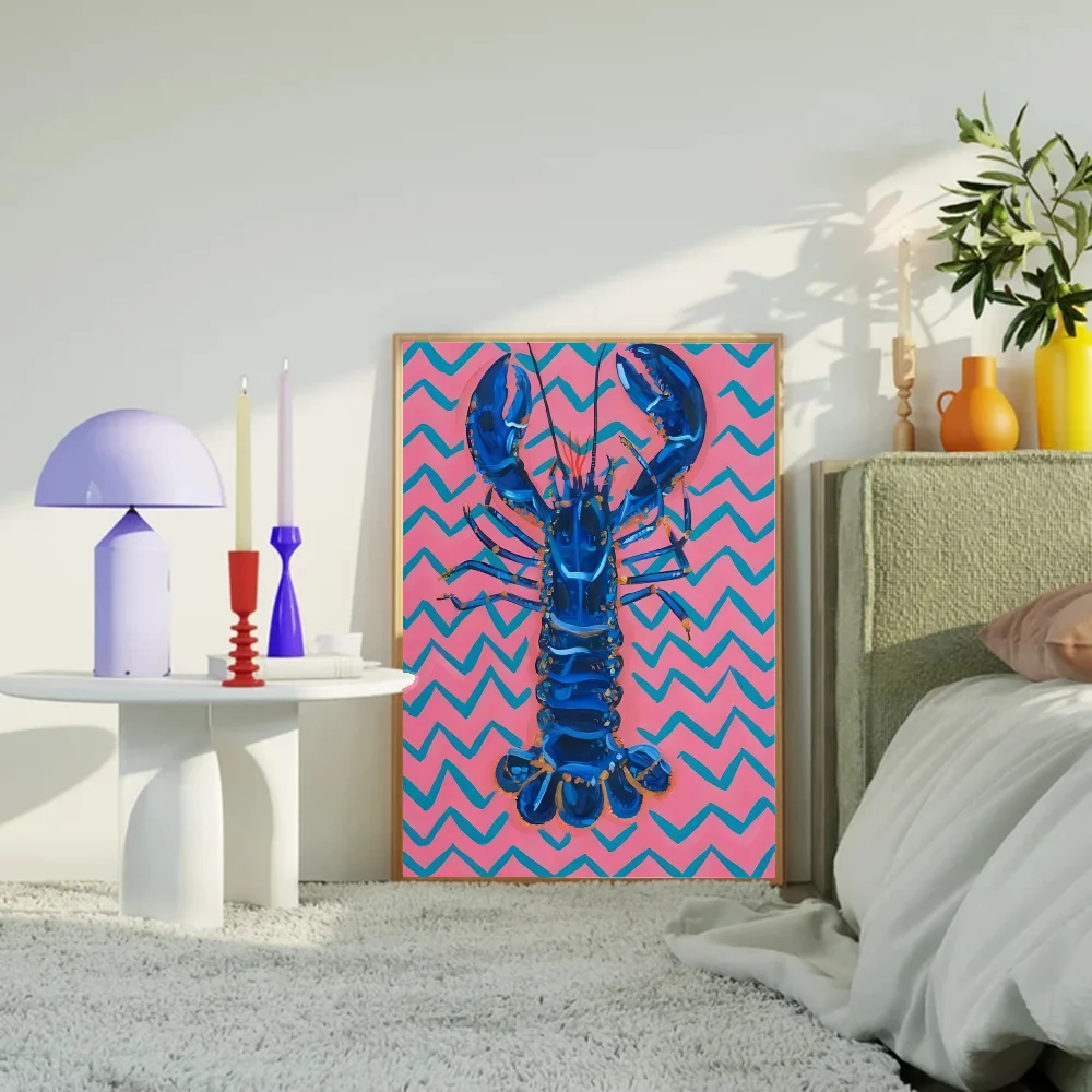 Kolorowa Sardynka Lobster Ryba Klasyczne Plakaty Vintage Decoracion Malarstwo Wall Art Biały Papier Kraft Kawaii Wystrój Pokoju