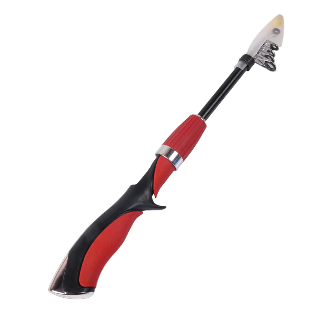 

High Strength Smooth Body Super Short Sea Rod Retractable Fishing Accessory Lightweight With Metal Red