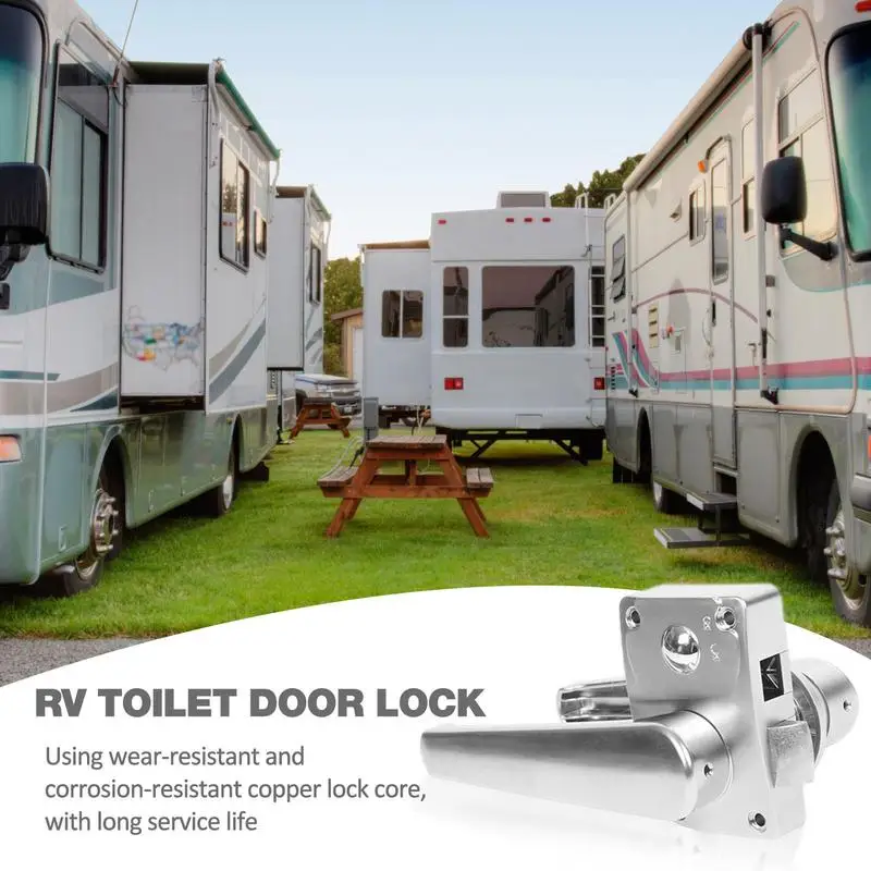 Door Lock RV Entry Door Latch With Brass Lock Cylinder Durable Door Lock No Rust Non-Fading For RV Yacht Car Bathroom