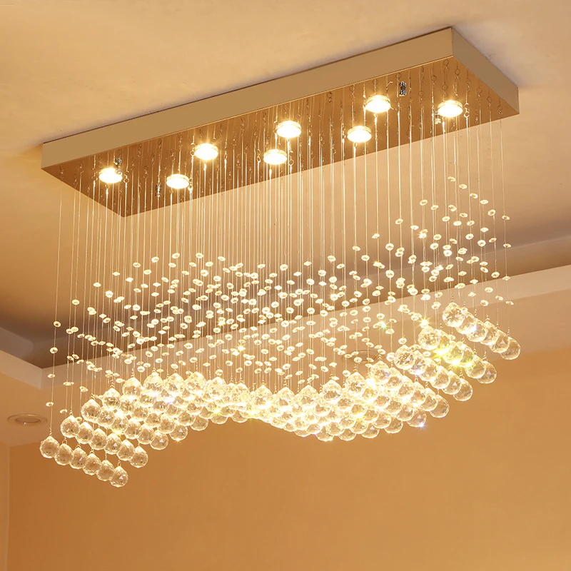 Rectangle Crystal Lamp Dining Room Chandelier Individuality Brief Light Modern Bar Counter For Home Restaurant Lighting
