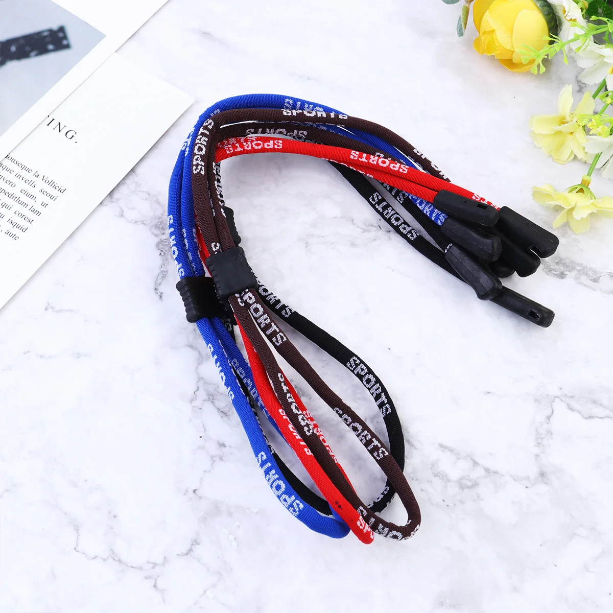 

4Pcs Rope for Glasses Adjustable Outdoor Sports Non-Slip Eyewear Strap Portable Daily Use Red Blue Black Brown