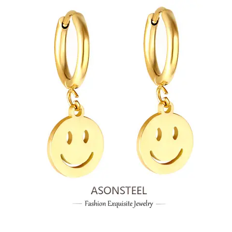 ASONSTEEL नई डिजाइन गोल मुस्कान चेहरा गौण घेरा बाली ठाठ भेदी सोने चांदी रंग स्टेनलेस स्टील महिलाओं के लिए आभूषण 10 best sales स्माइली पियर्सिंग आभूषण - №9