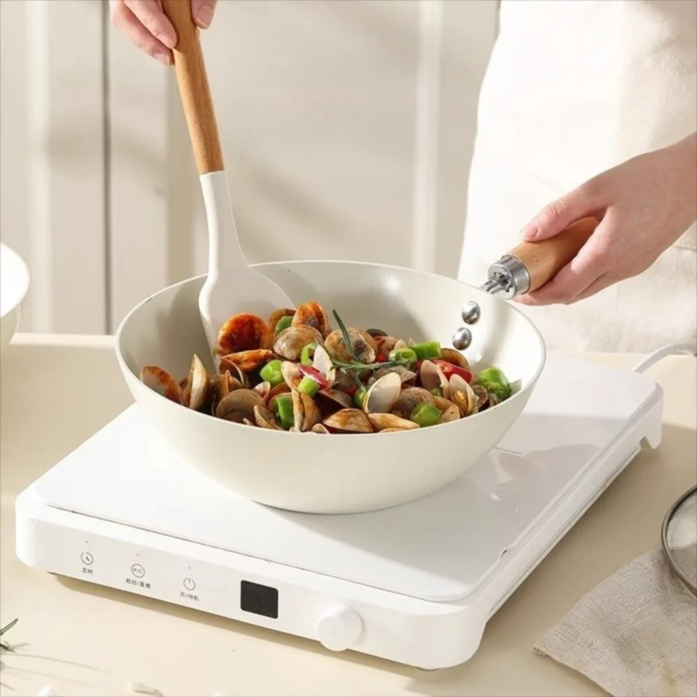 

Прочная сковорода вок 20/24 см с крышкой, антипригарная кастрюля, кастрюля для соуса, керамическая кастрюля без покрытия, кухонная посуда