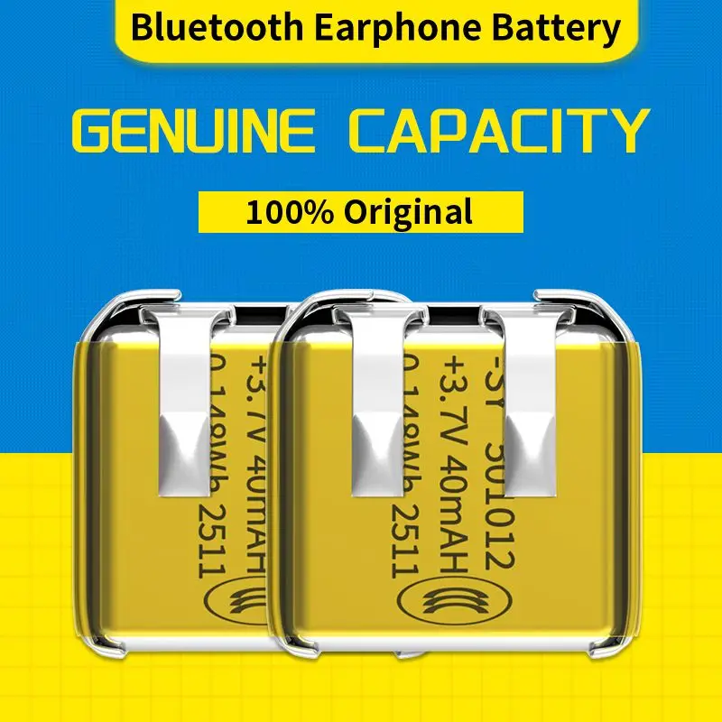501012 3.7V 40mAh Rechargeable Li-Polymer Small Lithium Battery Charger for TWS Bluetooth Earphone Wireless Headset Repair