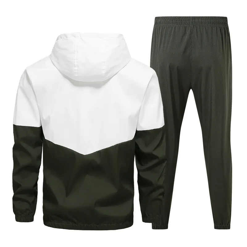 Men Casual Sets Mens Hooded Tracksuit Sportswear Jackets+Pants 2 Piece Sets Hip Hop Waterproof Sports Suit