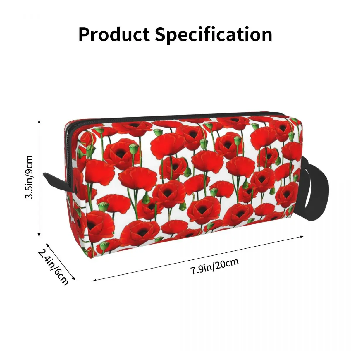 Poppy Pattern Makeup Bag Cosmetic Organizer Storage Dopp Kit Toiletry Cosmetic Bag for Women Beauty Travel Pencil Case