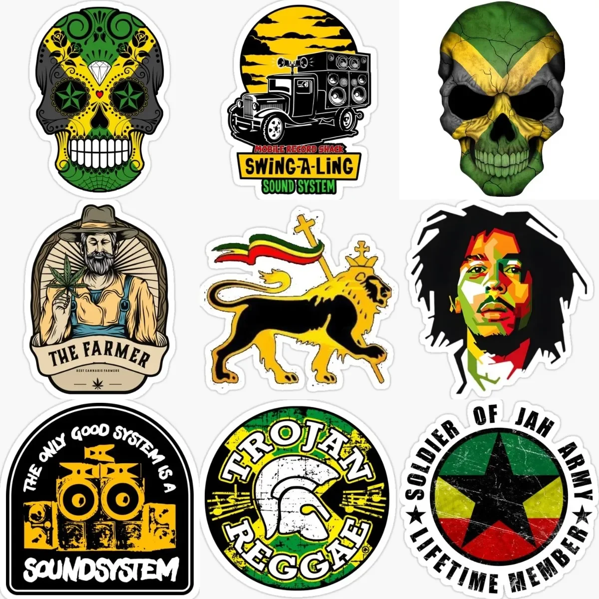 

Creative Jamaica Flag Skull Personalized Sticker for Covered Scratch Decorate Motorcycle Car Window Camper Van Bicycle Room