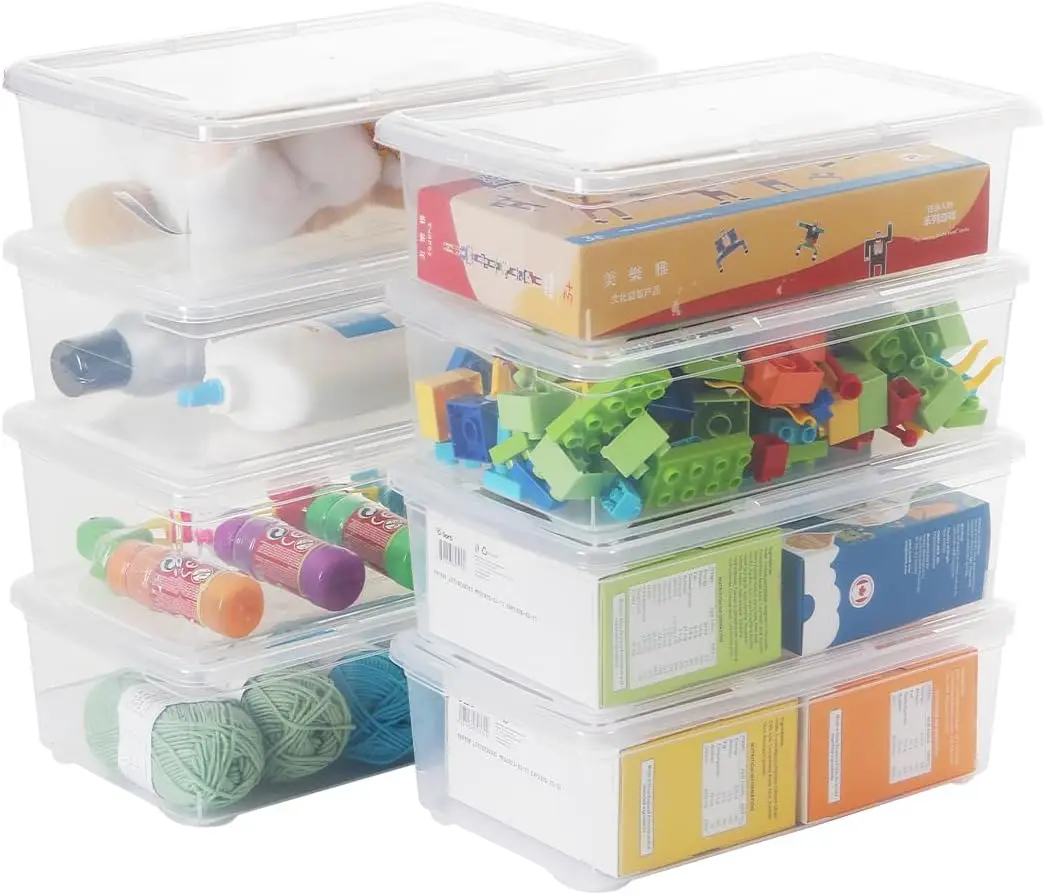 

8 Packs 6 Quart Latching Storage Box,Shoe Boxes Clear Plastic Stackable Storage Bins With Lids