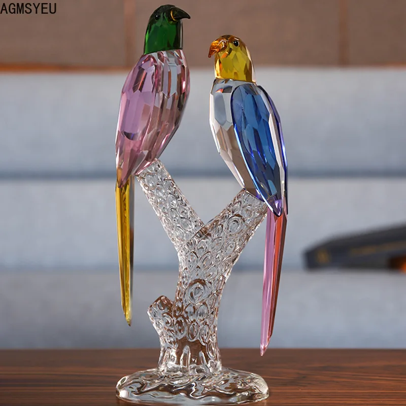 Modern simplicity creative simulation crystal bird sculpture decoration desk home TV wine cabinet living room decoration