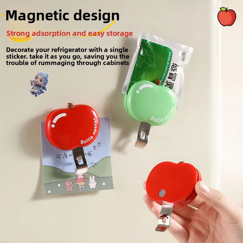 1/2pcs Food Sealing Clip Magnetic Suction Apple Shaped Bottle Opener Multifunctional Beer Bottle Opener Household Bottle Opener
