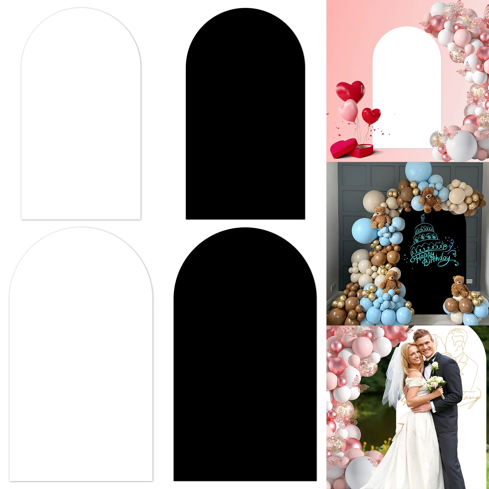 

Wedding Arch Cover 7.2×3.9FT / 6.56×3.28FT Arch Backdrop Cover Double Sided Spandex Arch Backdrop Stand Covers Round Top Arch