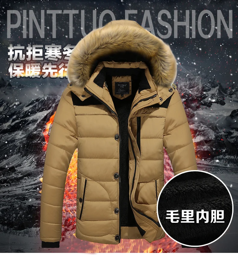 

Overcoat Wool Liner Coat Outerwear Thick Winter New Men Warm Cotton Jacket Coats Fur Collar Hooded Parka Down Jackets Male Warm