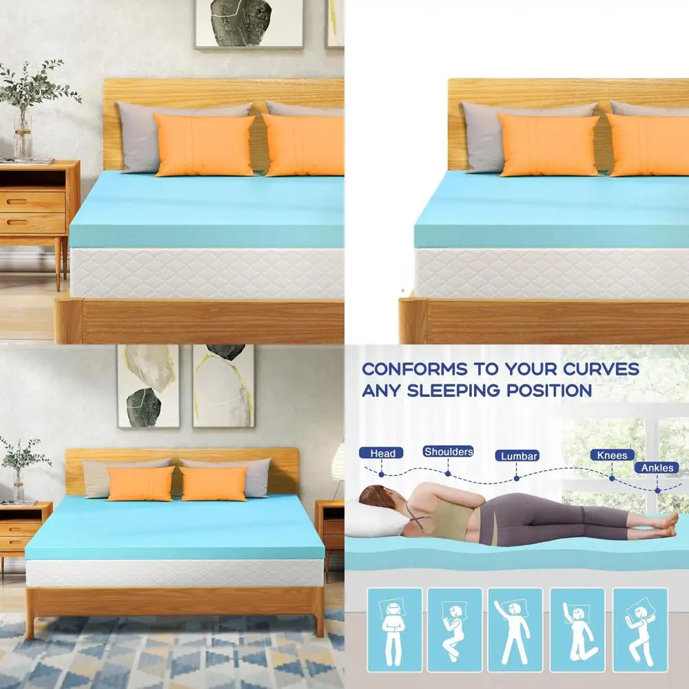 

2-дюймовый охлаждающий гелевый наматрасник из пены с эффектом памяти — сертифицированный CE-US для облегчения боли в спине, мягкое дышащее постельное белье с прессом