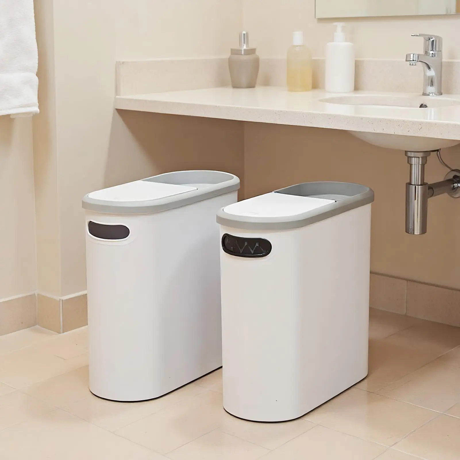 Slim Garbage Can Slim Rubbish Container Kitchen Compost Trash Can For Apartment RV Office Dormitory Boat Bathroom Bedroom