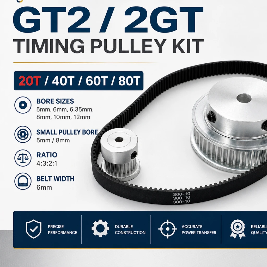2GT Timing Belt Pulley 20teeth 40T 60T 80Teeth Bore 5/8mm Reduction1:2:3:4 Belt Width 6mm GT2 Synchronous Wheels for 3D printer