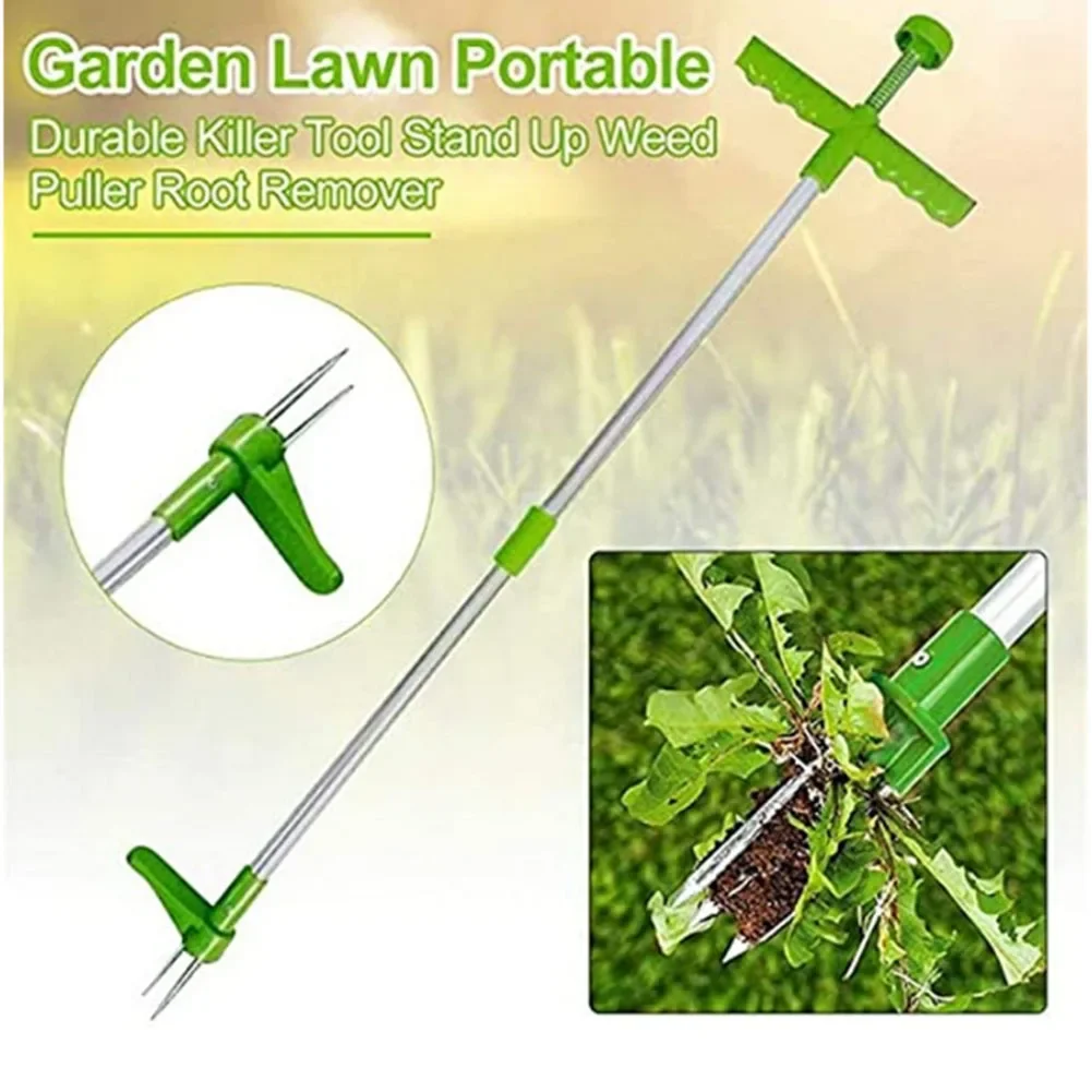 

manual durable killer tool stand up weed puller root remover mutifunction garden lawn portable aluminum handle without bending