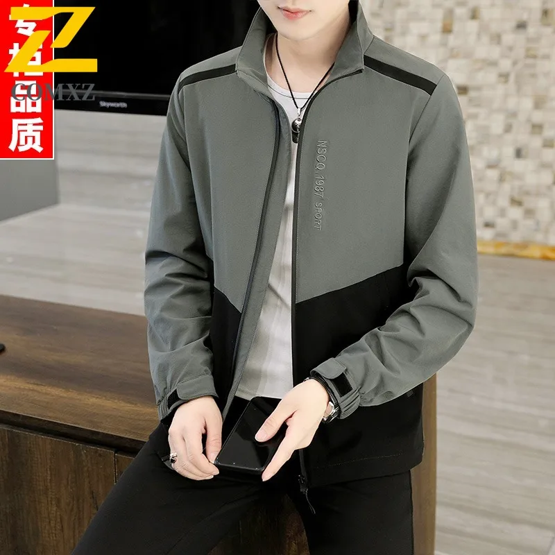 

COMXZ 2025 Spring Autumn Mens Turn Down Collar Jacket Casual Versatile Long Sleeve Top