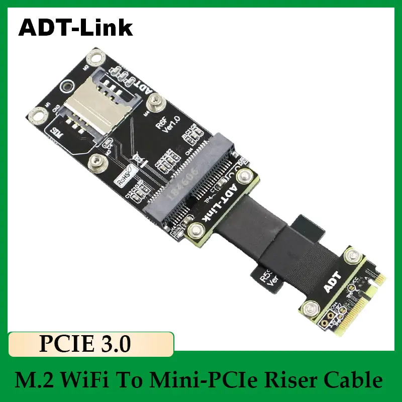 

ADT-Link M.2 WiFi к Mini-PCIe Riser Cable Беспроводная карта PCIE 3.0 Mini-PCIe к M.2 A.E. Адаптер-удлинитель слота, настраиваемый