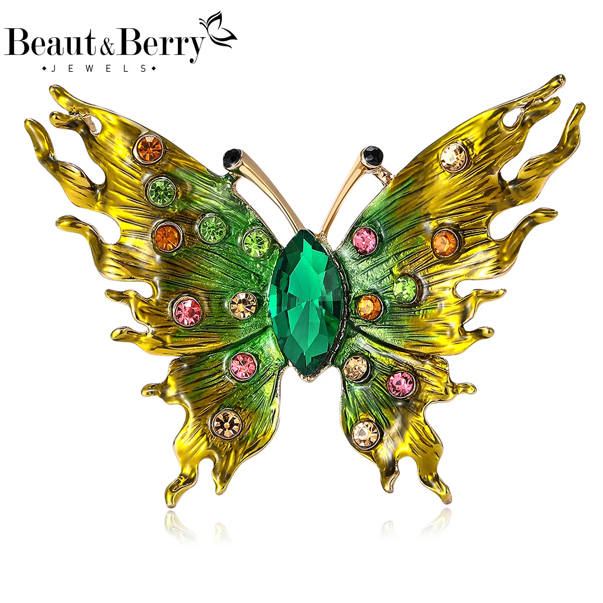 

Beaut&Berry Luxury Rhinestone Butterfly Brooches for Women Unisex Insect Pins Casual Party Jewelry Accessories Gifts Decoration