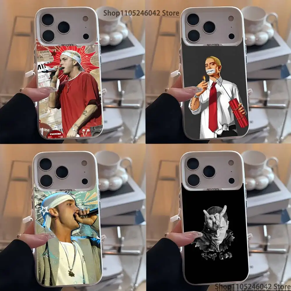 Rapper E-Eminem For iPhone 18,17,16,15,14,13,12,Mini,Pro,MAX White Shockproof Candy Matte Cover