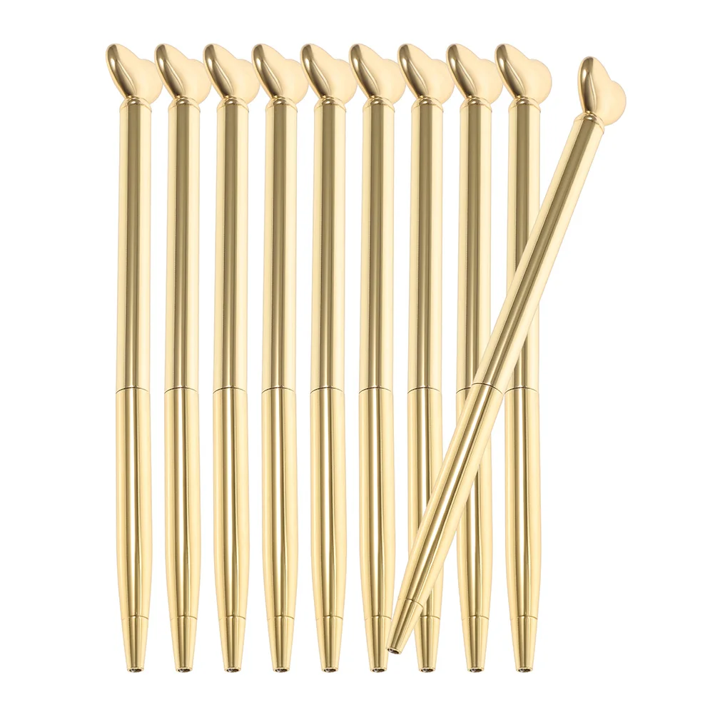 

10Pcs Heart Shaped Pens Bulk Metal Retractable Ballpoint 1Mm Blue Ink Smooth Writing Cute Valentine Day Gift Wedding Favors