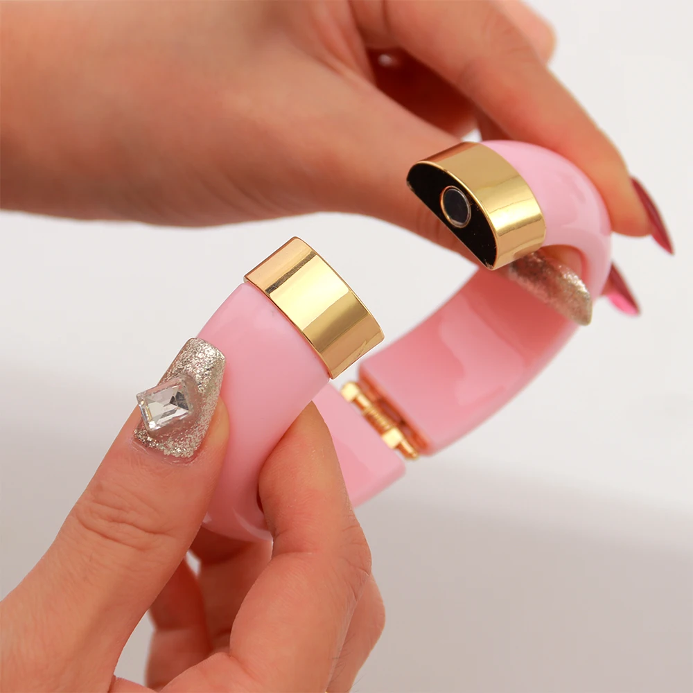 Modische Bunte Harz-Armreifen aus Edelstahl, Wasserdicht, Klobige Armbänder für Damen, Schmuckgeschenk 2026 – Detail 4