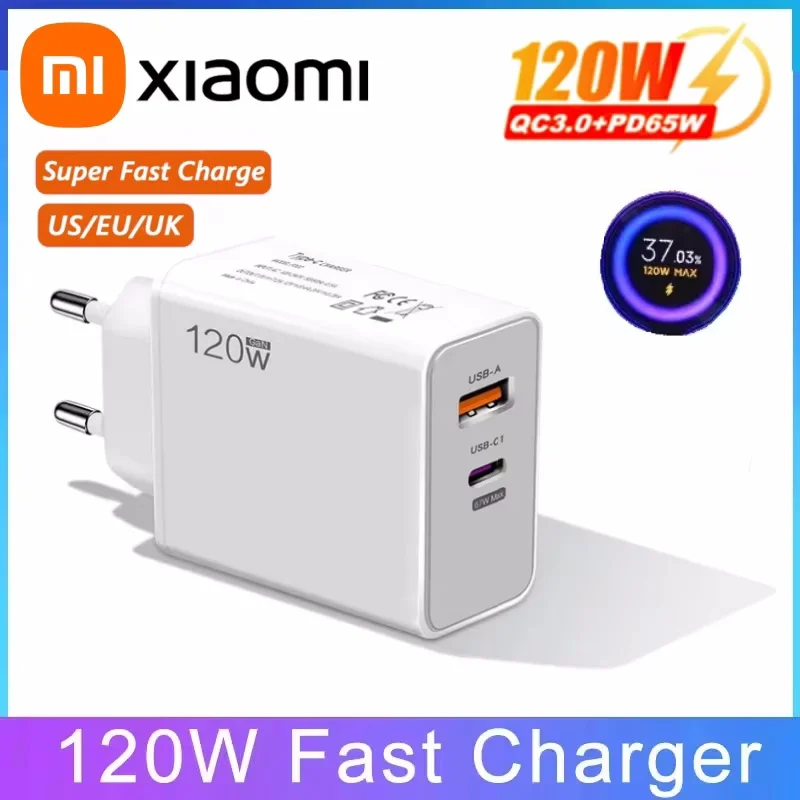 Xiaomi 120W Original Charger Turbo Fast EU US UK Wall Hypercharge Adapter Usb 6A Type C Cable For Xiaomi 13 12 11 Ultra Redmi image 2