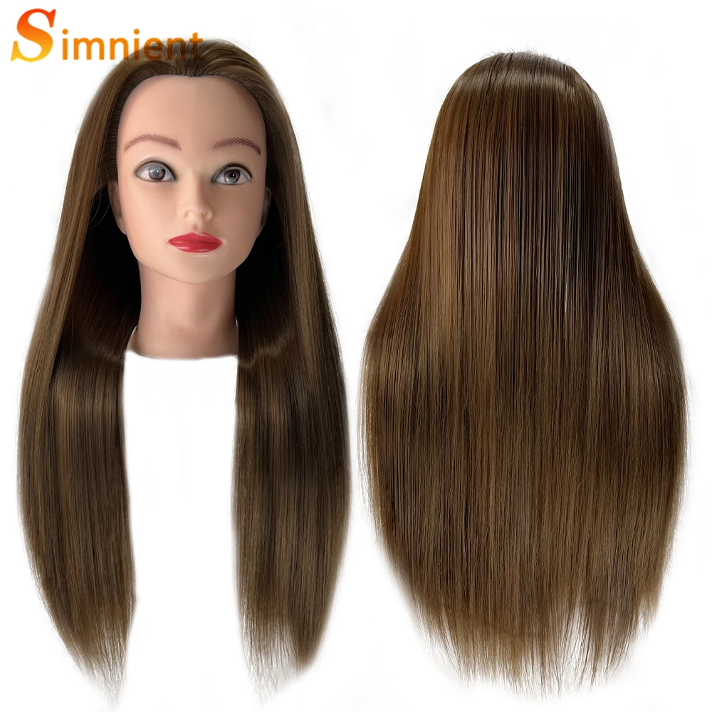 Cabeza de maniquí femenino con pelo sintético de 100% para entrenamiento del cabello, Estilismo, Solon, peluquería, cabeza de muñeca para práctica de peinado