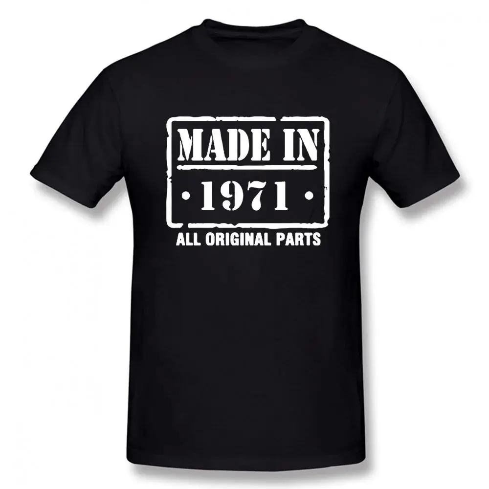 New 1971 Made Funny Men's T-Shirt Short Sleeve Hip Hop Style Customizable Design Hand-Painted Unique Fashion Statement