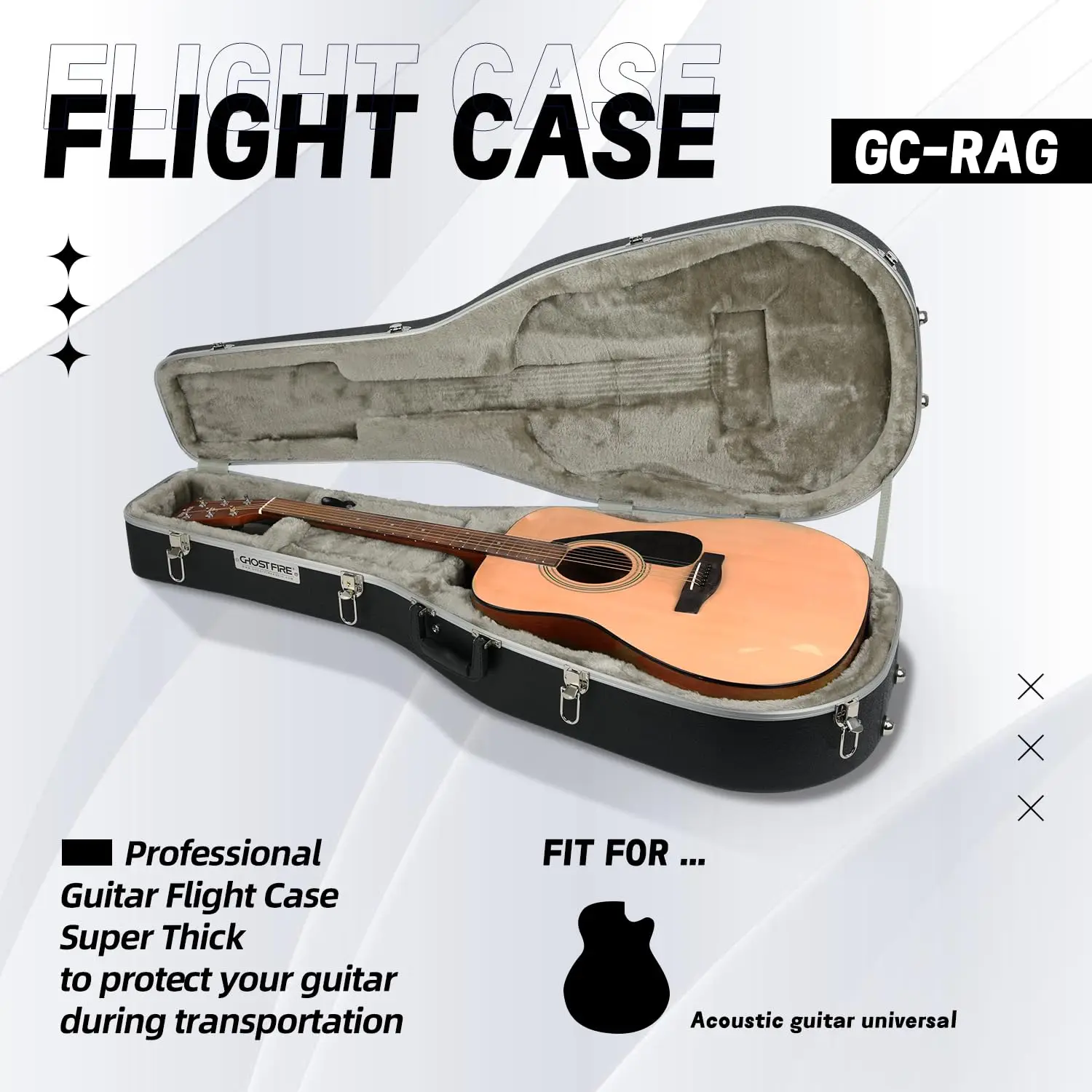 GHOSTFIRE Hard-Shell Cases Acoustic Guitar Case Super thick fit for Acoustic