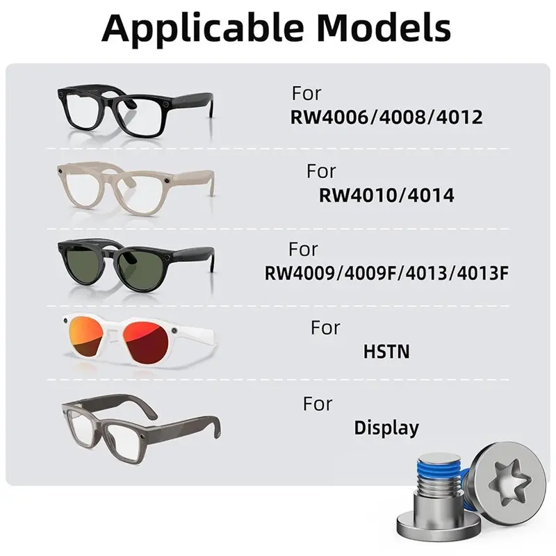 A02M-Screwdriver& 10Pcs Replacement Screws Set For Smart Sunglasses Temples Easy Installation