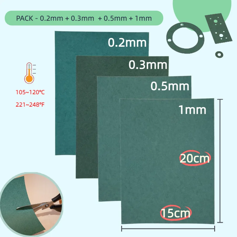 Gasket Paper Sheets 20x15cm | Tear-Resistant Heatproof Oil-Resistant DIY Engine Gaskets Scooter Motorcycle Lawnmower Chainsaw