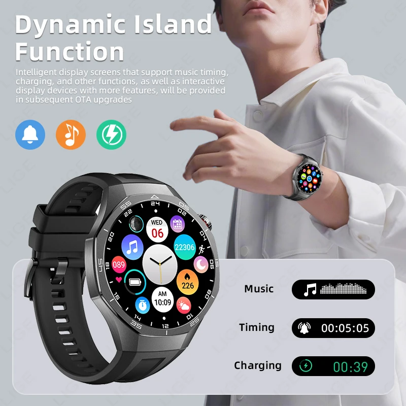 ساعة LIGE الذكية الجديدة، وضع رياضي، دفع المكالمات اللاسلكية، رسالة الأكسجين في الدم، التحكم بالموسيقى، ساعة ذكية للرجال، اختيار Android lOS