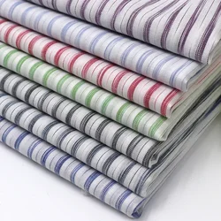100% Pure Cotton Striped Fabric Shirt Casual Pants Children's Clothing Red Blue Black White T-shirt Skirt DIY Home Sewing Fabric