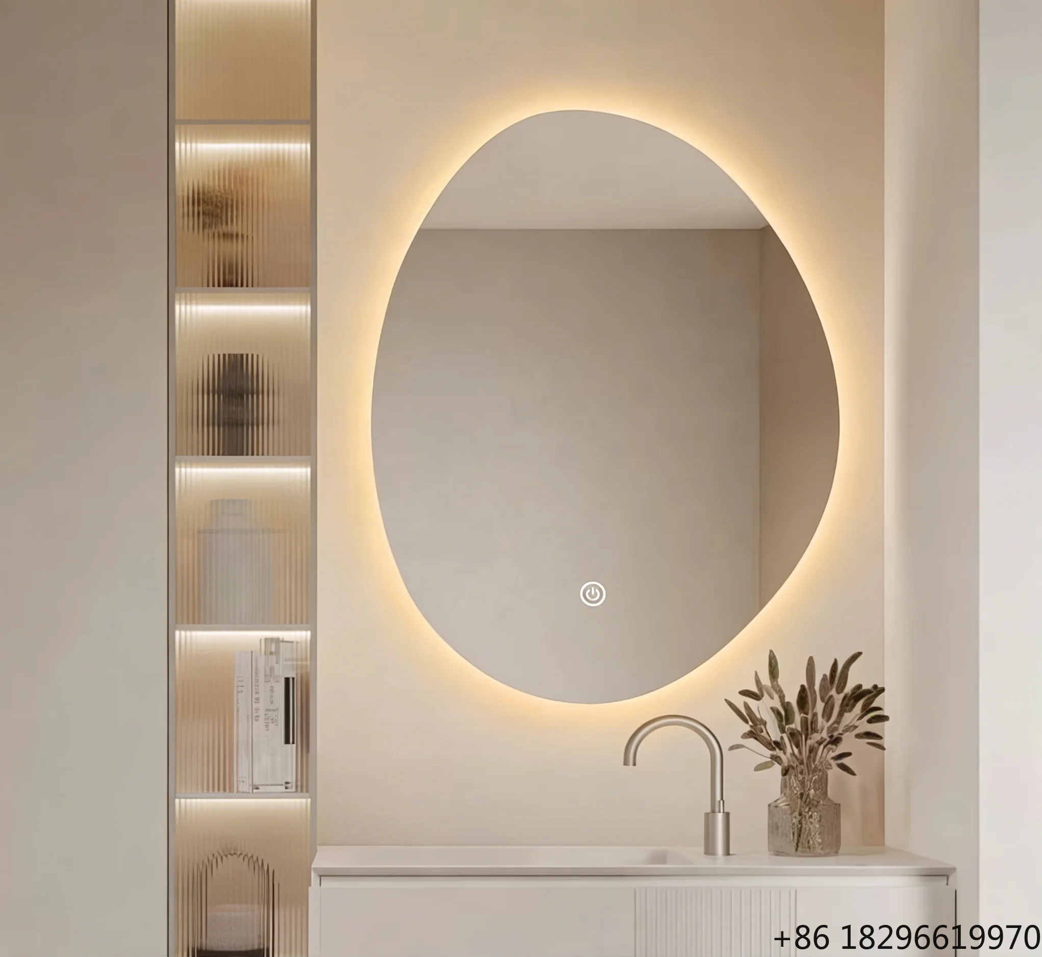 Custom Irregular Defogging Borderless Wall Mounted Smart LED Bathroom Mirror For Hotel Dressing Table