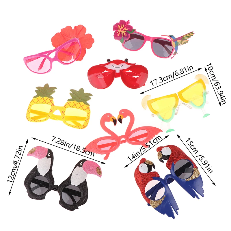 Lunettes de soleil pour fête tropicale hawaïenne, 1 pièce, Luau, piscine, plage, fournitures de décoration, dessin animé, lunettes amusantes, accessoires Photo