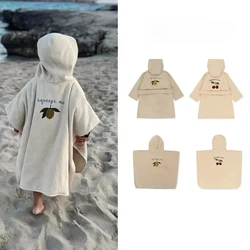 2026 KS Baby Boys Flannel Bathrobe Towel Kids Soft Bath Robe Nightgown Boys Girls Cherry Lemon Cotton Hooded Bath Towel Pyjamas