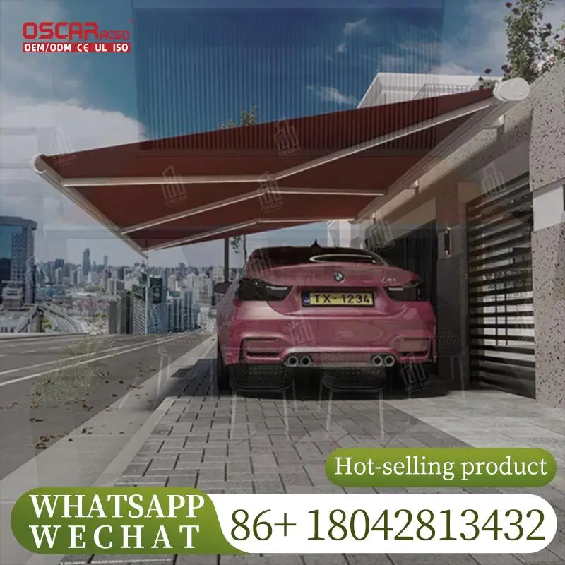 مظلة كاسيت كاملة كهربائية قابلة للسحب مع إطار أبيض لظل فناء بمحرك للشرفة والفناء الخلفي والشمس في الهواء الطلق #3