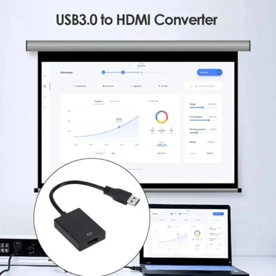 Adapter USB 3.0 na HDMI Kompatybilny z HDMI Konwerter Audio-Wideo HD 1080P Kabel do Komputera Stacjonarnego Laptopa HDTV Adapter USB na HDMI — zdjęcie produktu 4