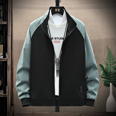 

Nice Man's Jacket Spring Autumn Fashion Cool Jacket Men Korean Stand Zipper Polyester Simple Casual Streetwear Sport Jackets Men