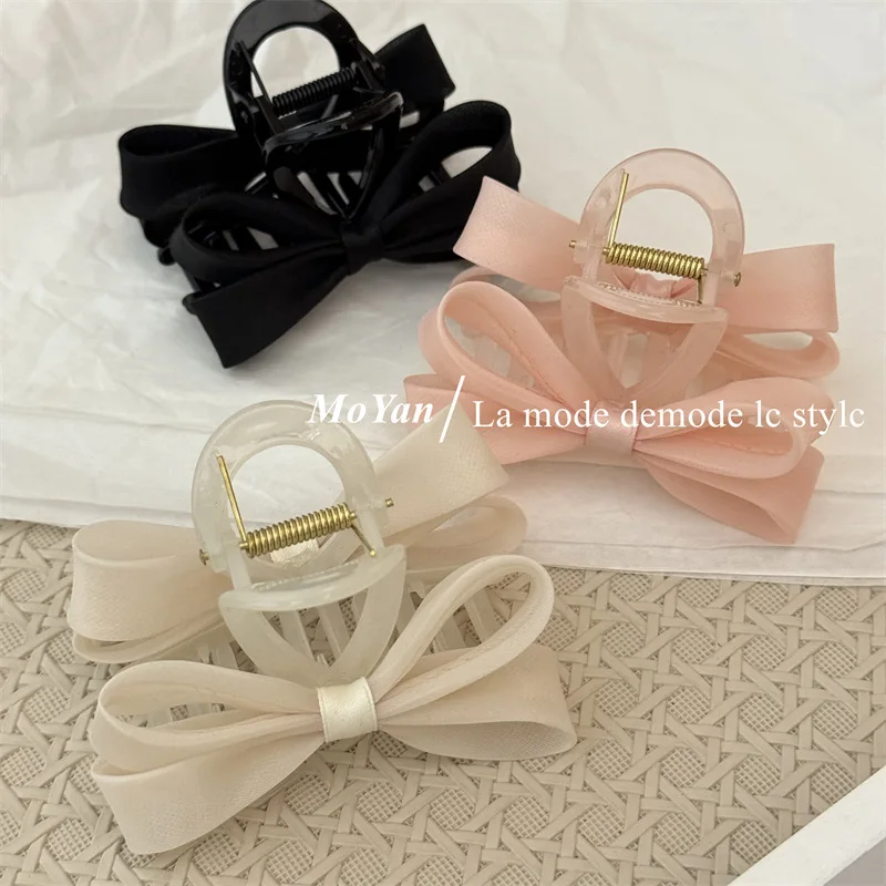 

High QualityFashion Mesh Ribbon Bow Hair Clips for Women Girls Back Head Top Clip Hairpin Hairgrips Retro Hair Accessories