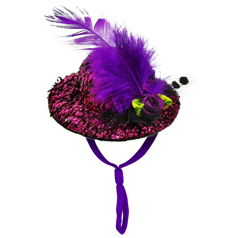 Chicken Hat for Hens Tiny Pets Funny Chicken Accessories Feather Top Hat Rooster Parrot Hamster Poultry Stylish Show Costum