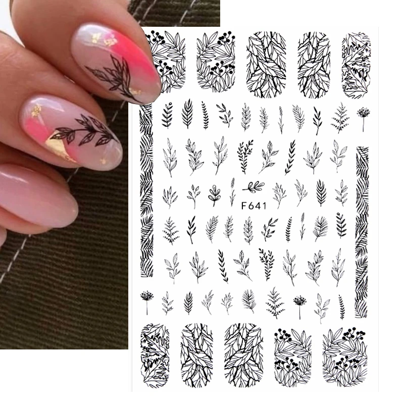 

3D Leaf Nail Sticker DIY Cute Cartoon Girl Character Flower Pattern Design Manicure Decals Nail Art Decoration Supplies 1sheet