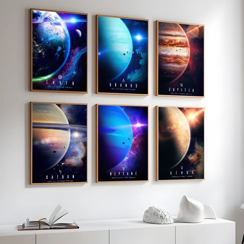 Galactic cool starry planet design Saturn Pluto Mars Poster Prints Perfect Design Nordic Modern Home Decor Gift Quality Goods