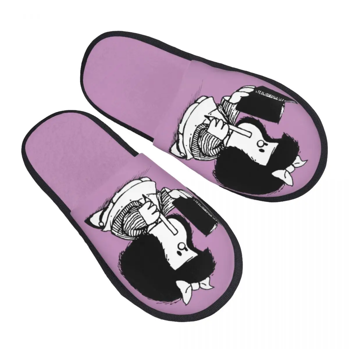 

Mafalda With Notebook Soft Scuff With Memory Foam Slippers Women Quino Comic Cartoon Bedroom House Shoes