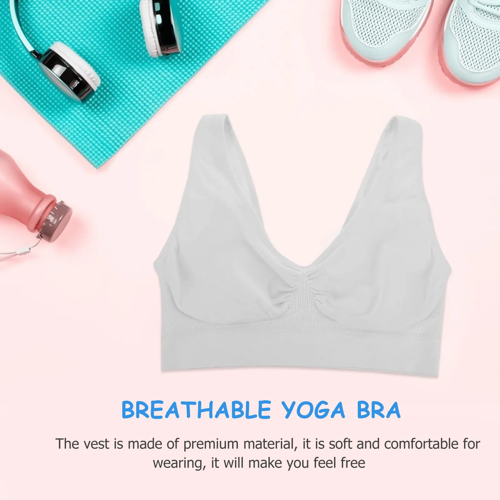 

Беспроводной спортивный топ без косточек для йоги, дышащий, мягкий, приятный для кожи, для бега, фитнеса, летних видов спорта, удобный (1 шт.)